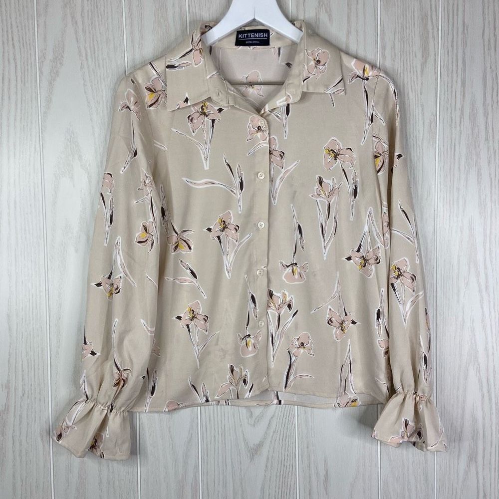 Kittenish Women's Multicolor Long Sleeve Floral Dreams Blouse Size XS